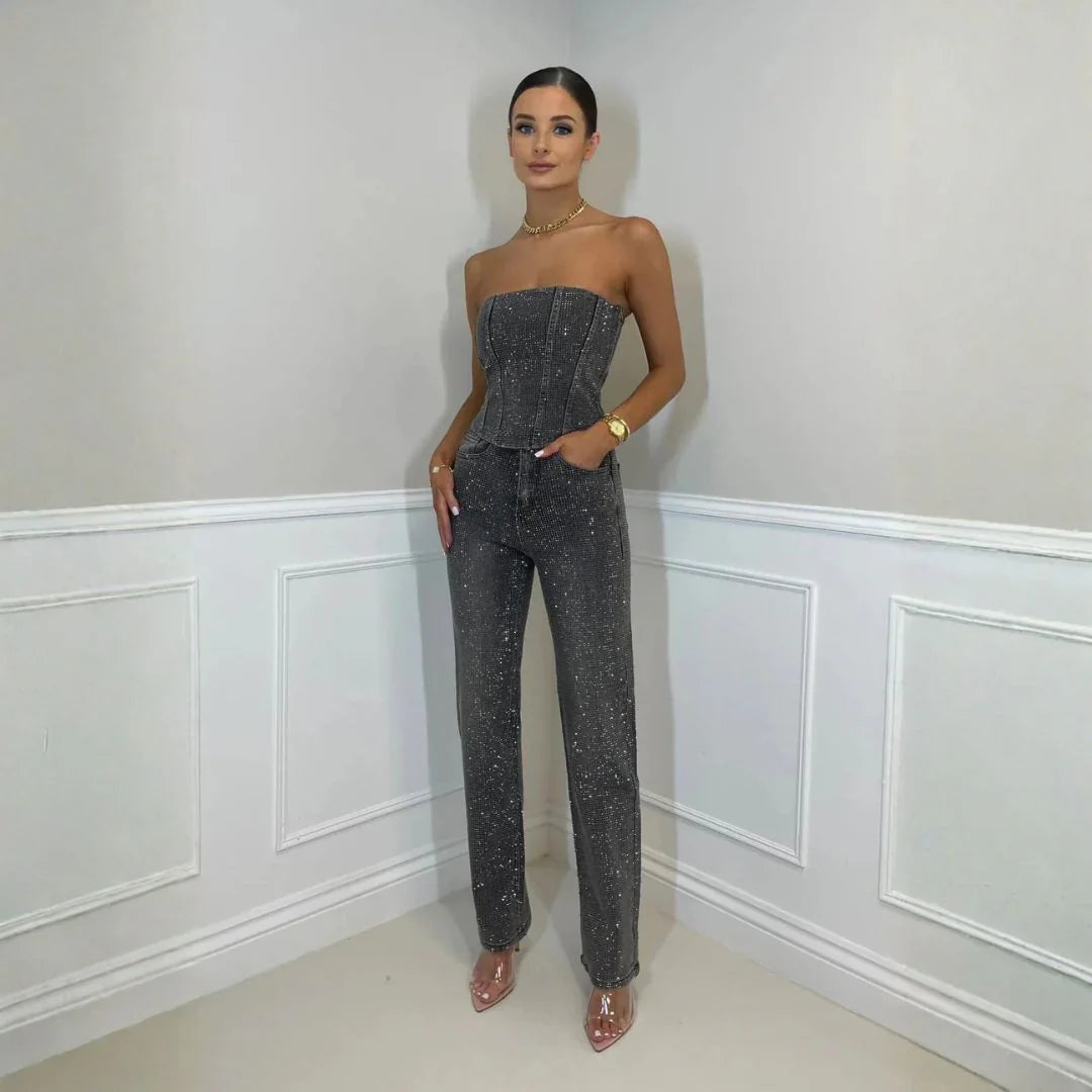 Glittery Ladies Tube Top and Legging Set
