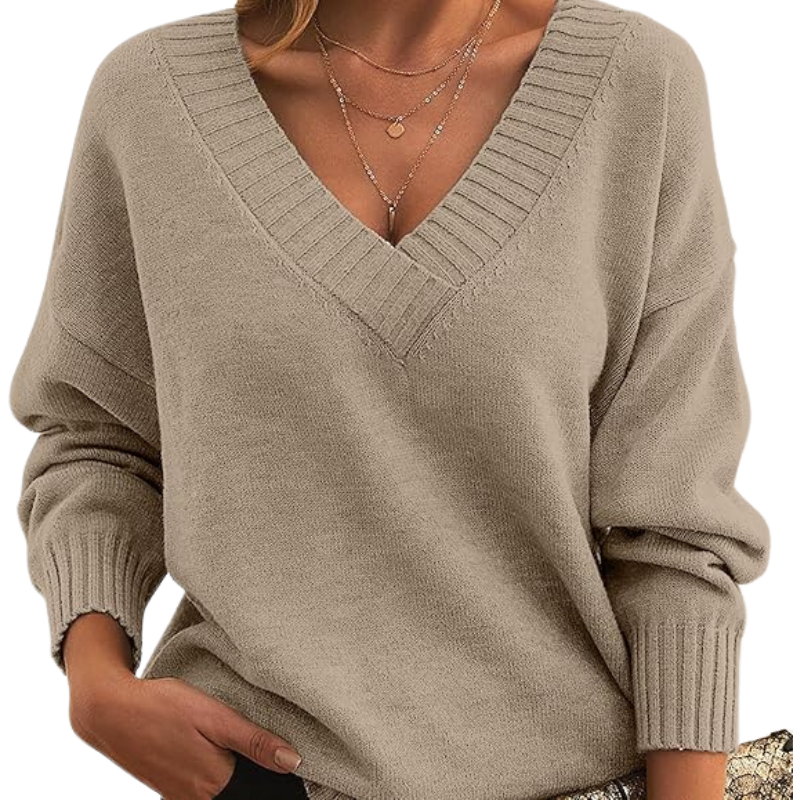 Soft Women's Casual V-Neck Pullover Sweater