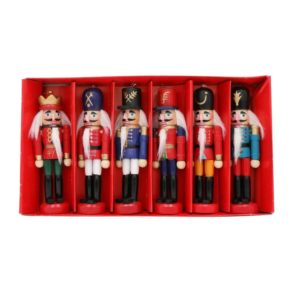 Small Wooden Nutcracker Christmas Tree Ornaments Set - Luxicro