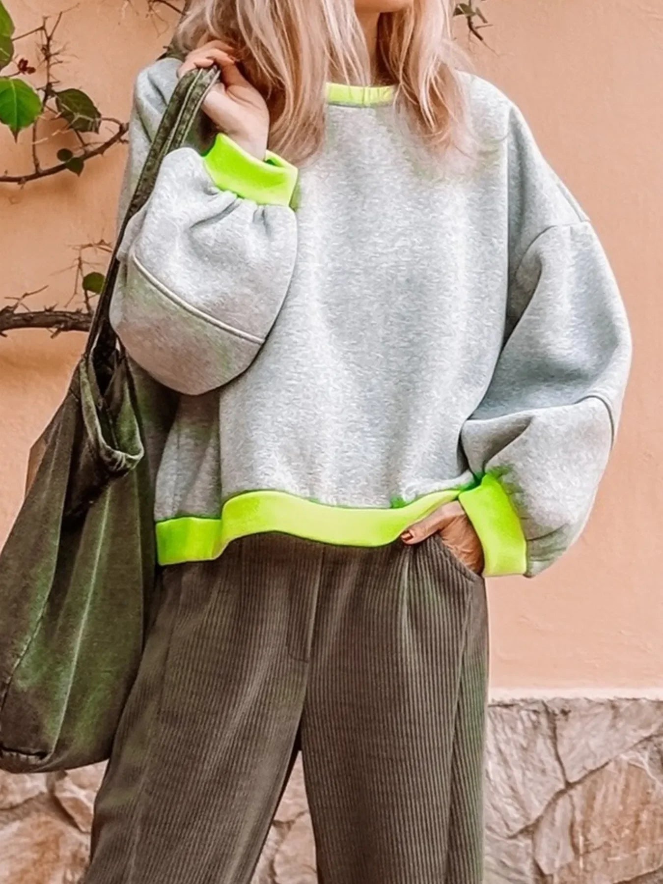Bold Color Block Large Sweatshirt - EasyApparels