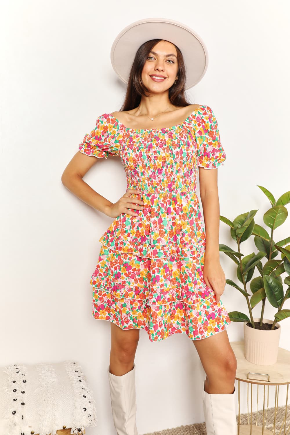 Chic Ruffled Off Shoulder Short Dress - EasyApparels