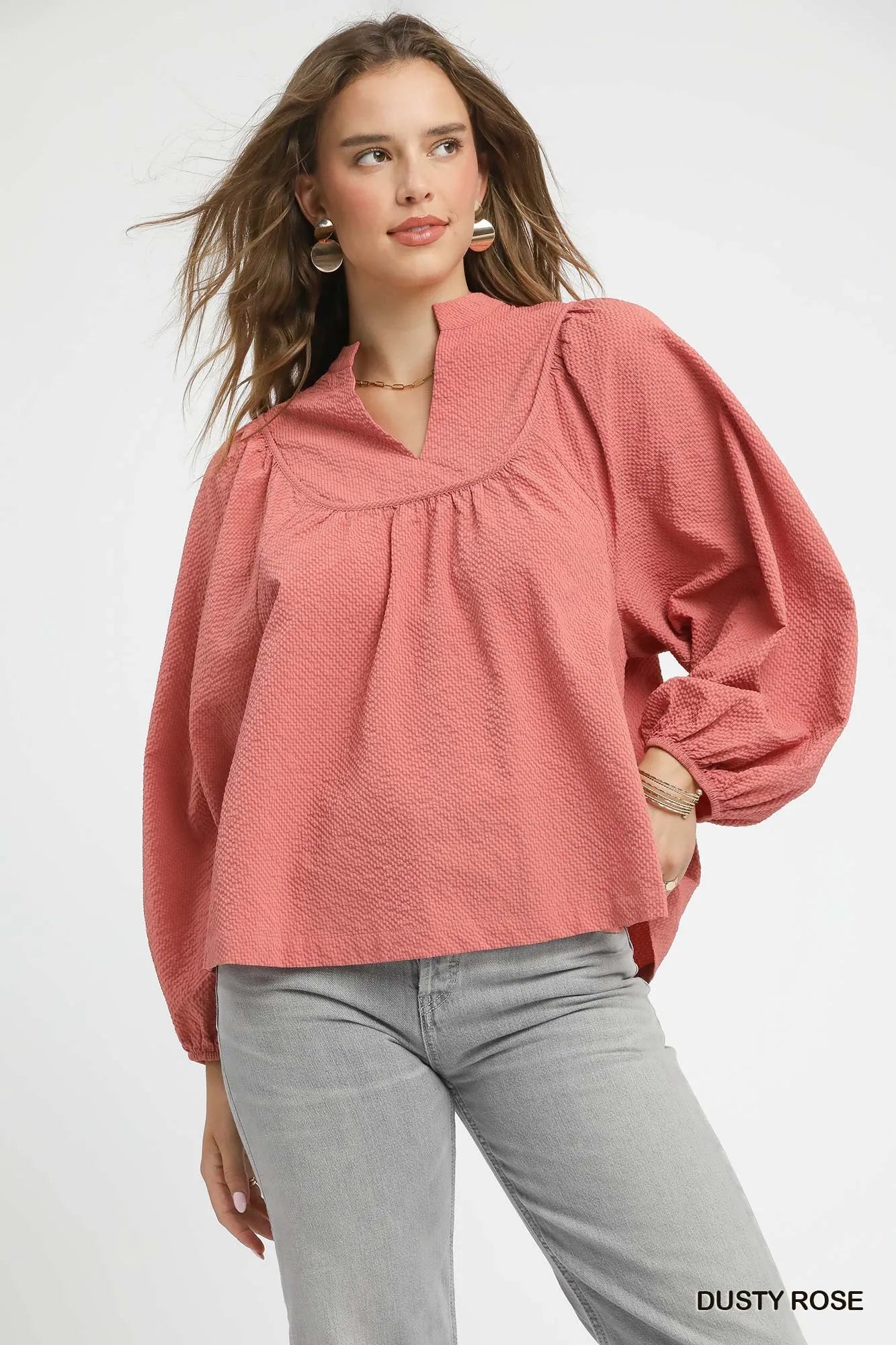 Soft Ruffled Peasant Blouse with Puffed Sleeves - EasyApparels