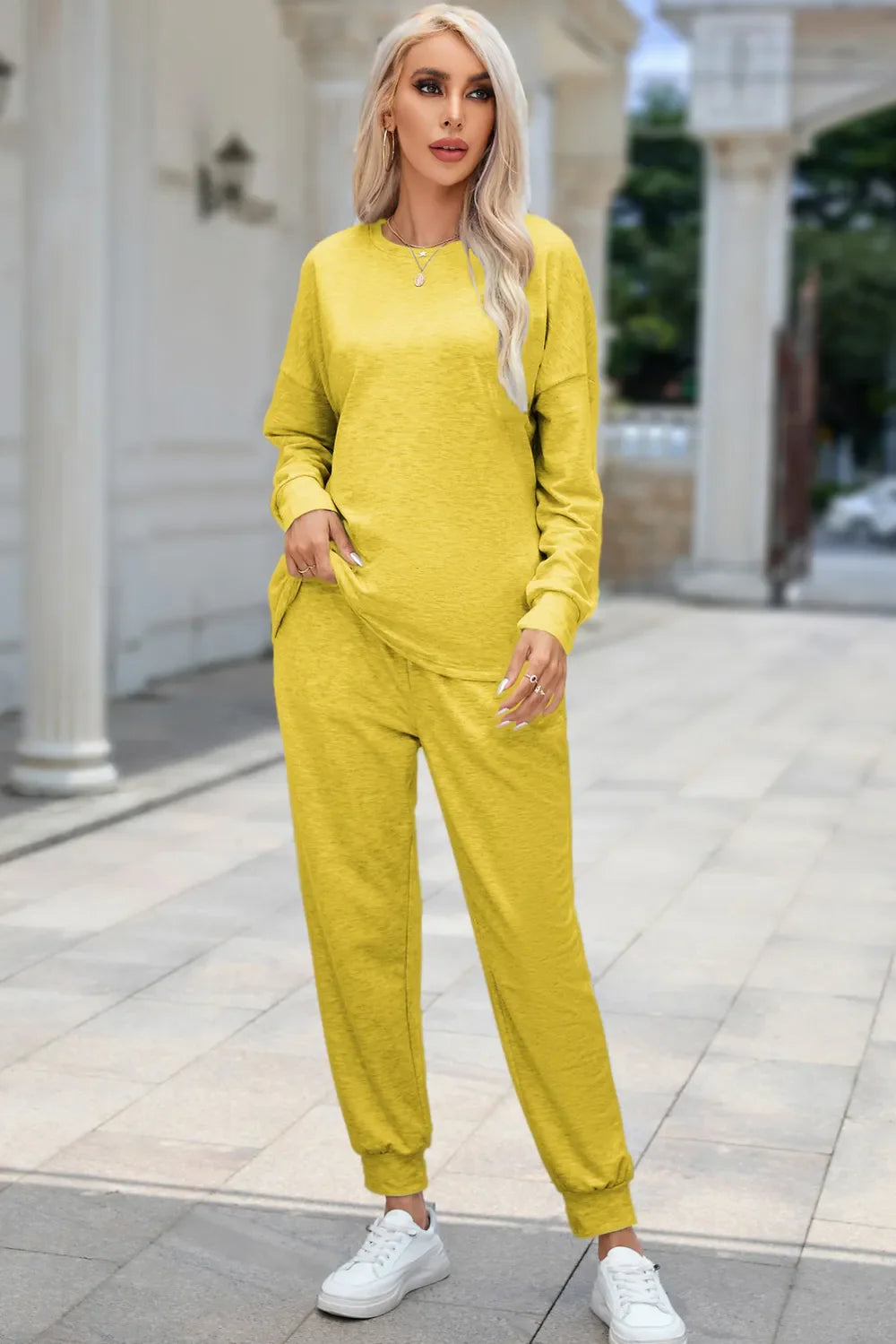 Comfy Crew Neck Loungewear Pants Set
