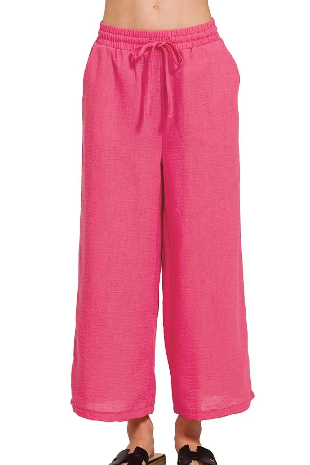 Comfortable Elastic Waist Cropped Pants - EasyApparels