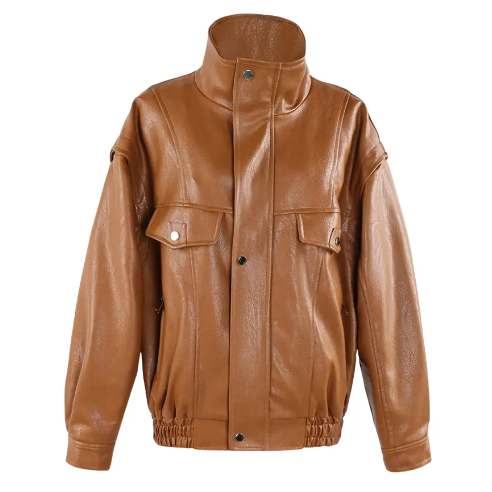 Warm Padded Faux Leather Coat