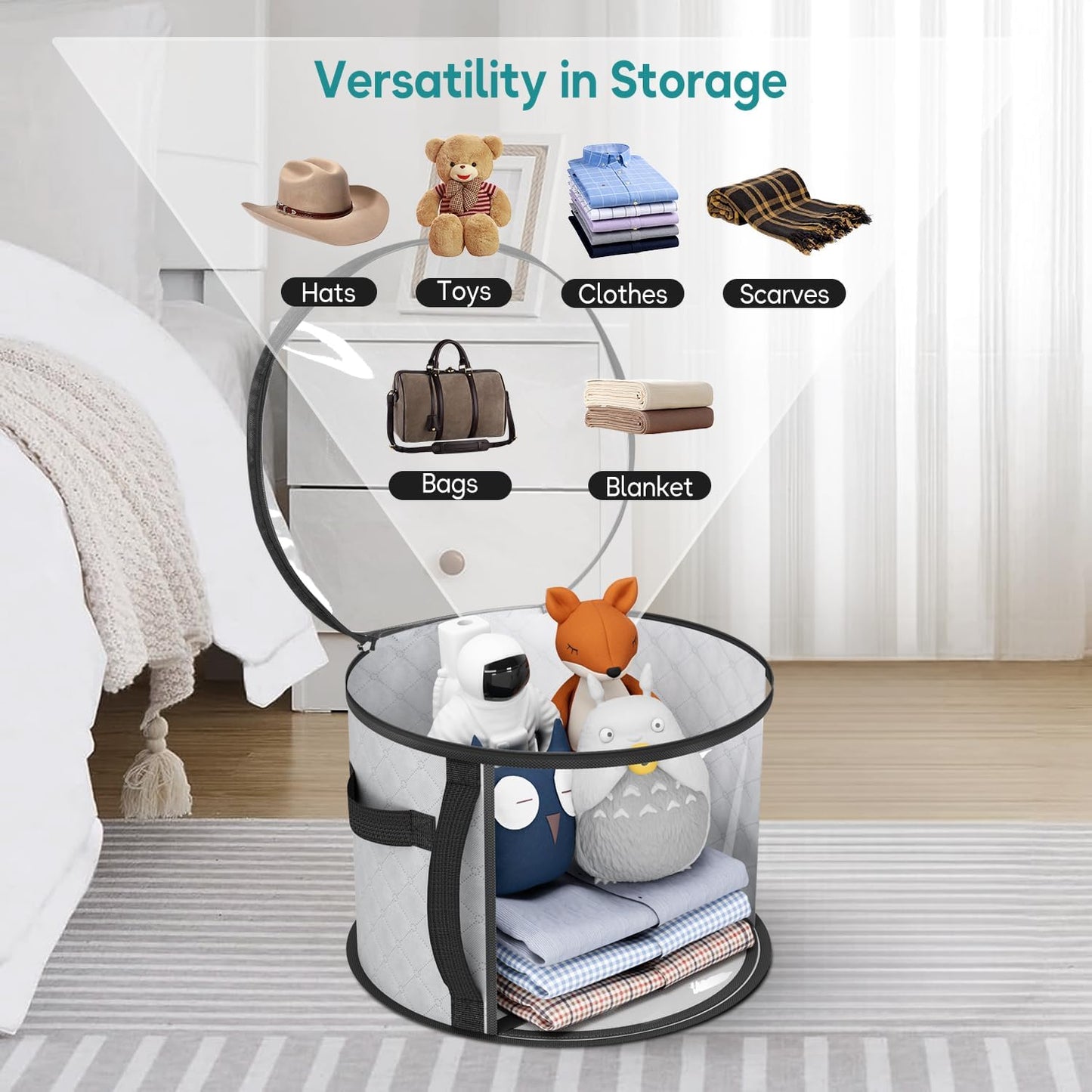 Big Transparent Hat Box – Extra Wide Hat Holder with Handles