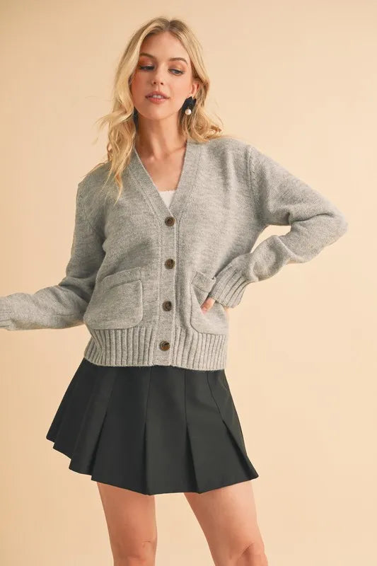 Soft V-Neck Button Front Cardigan Sweater - EasyApparels