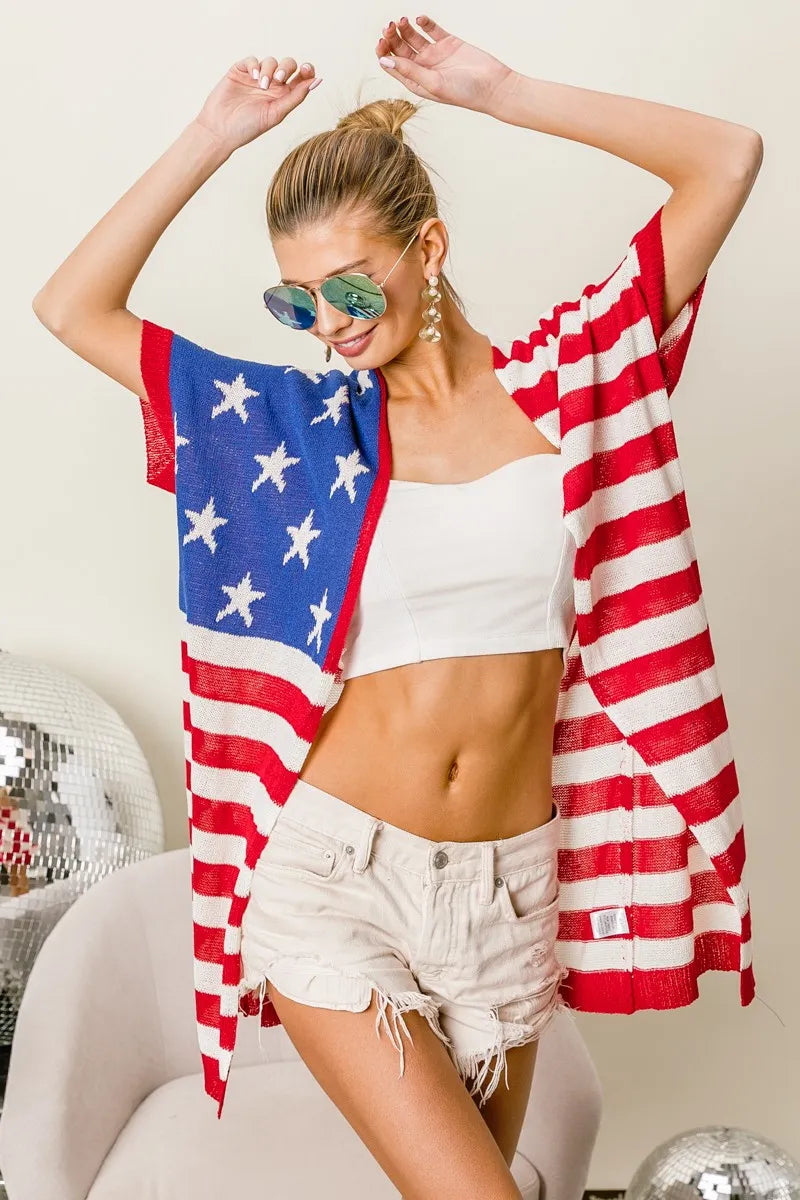 Classic USA Flag Lightweight Knit Sweater - EasyApparels