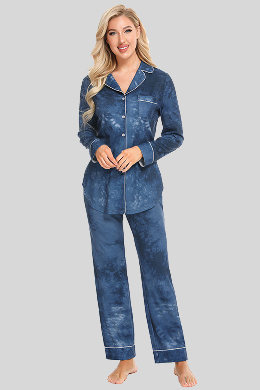 Comfy Crew Neck Pajama Set with Pockets