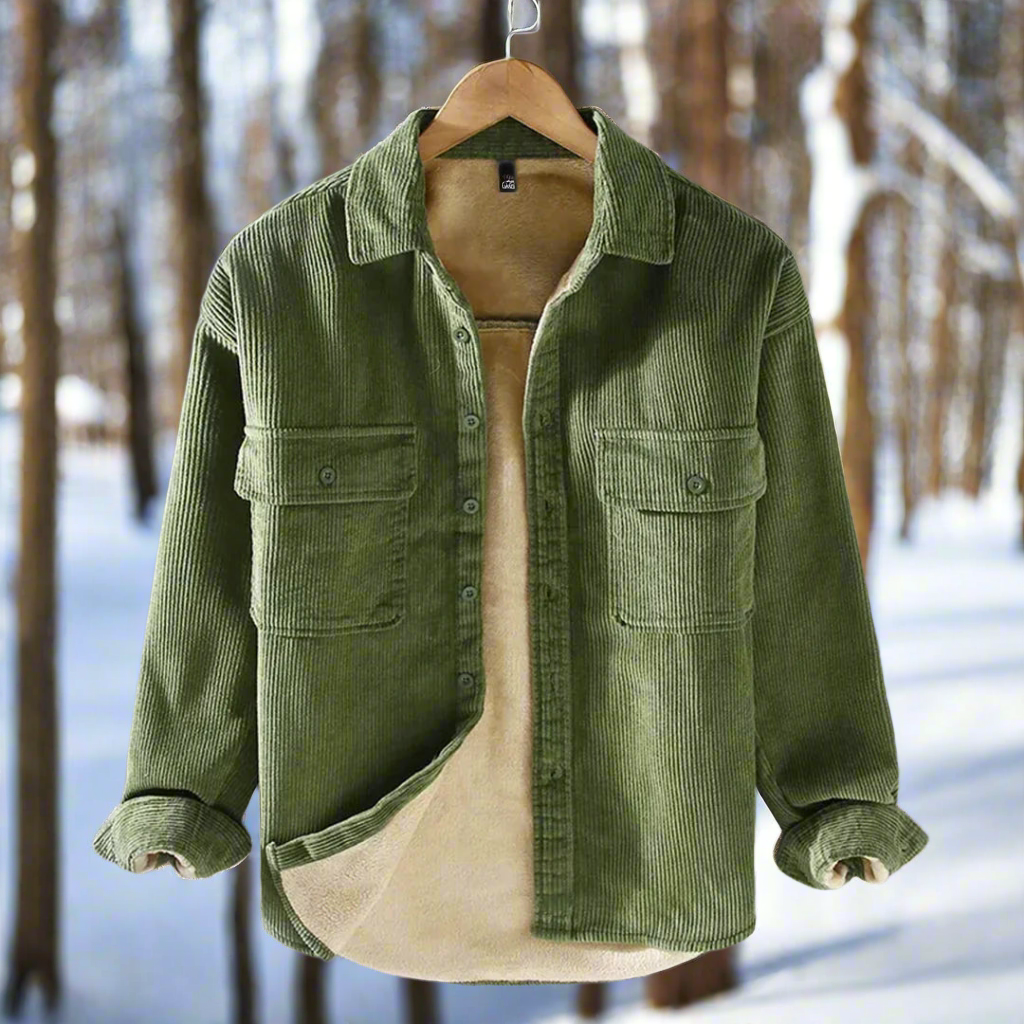 Rugged Cotton Shirt Jacket with Button Front