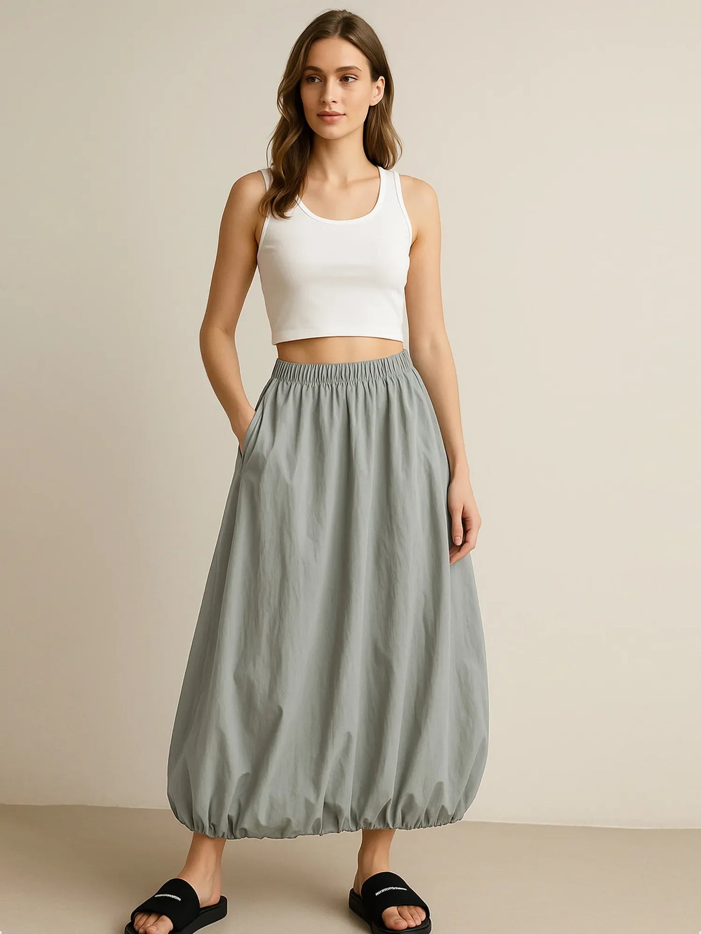 Comfortable Flowy Maxi Skirt with Stretch Waist - EasyApparels