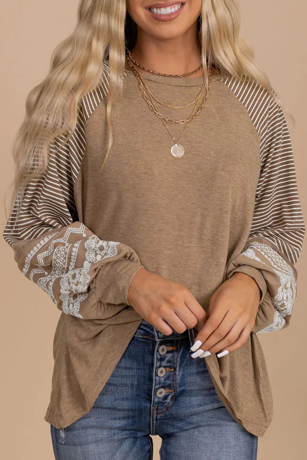 Classic Polka Dot Crew Neck Top - EasyApparels
