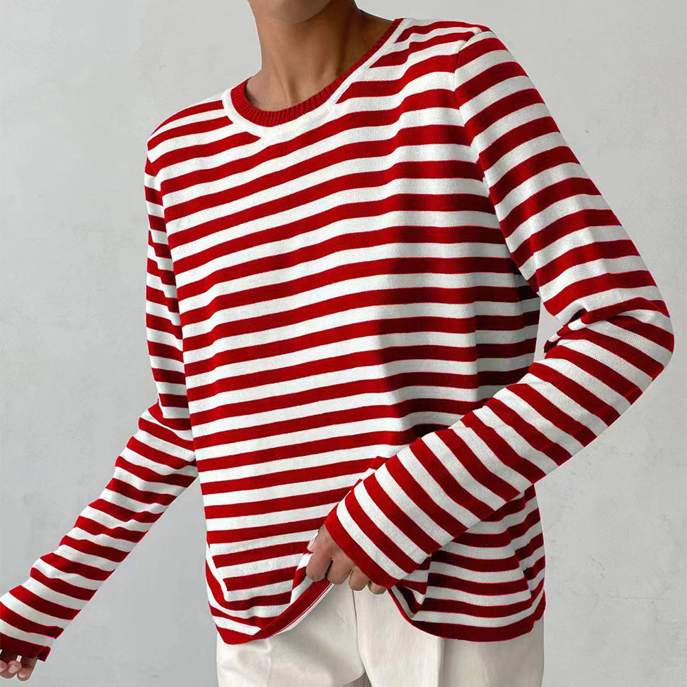 Comfy Women's Striped Crew Neck Sweater
