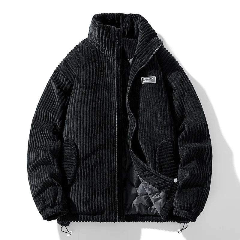 Loose Fit Crew Neck Bomber Jacket for Men