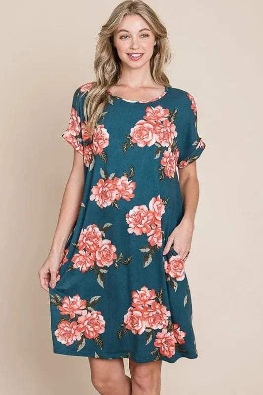 Casual Floral Pocket Summer Dress - EasyApparels