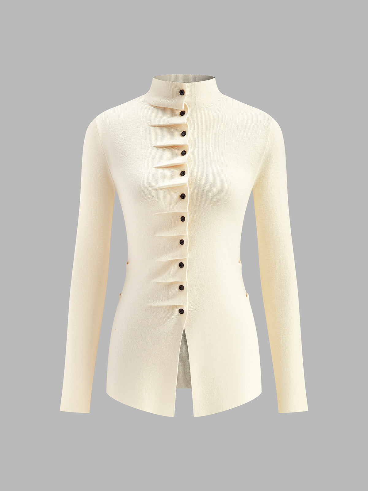 Flirty Ruffled Front Knit Shirt