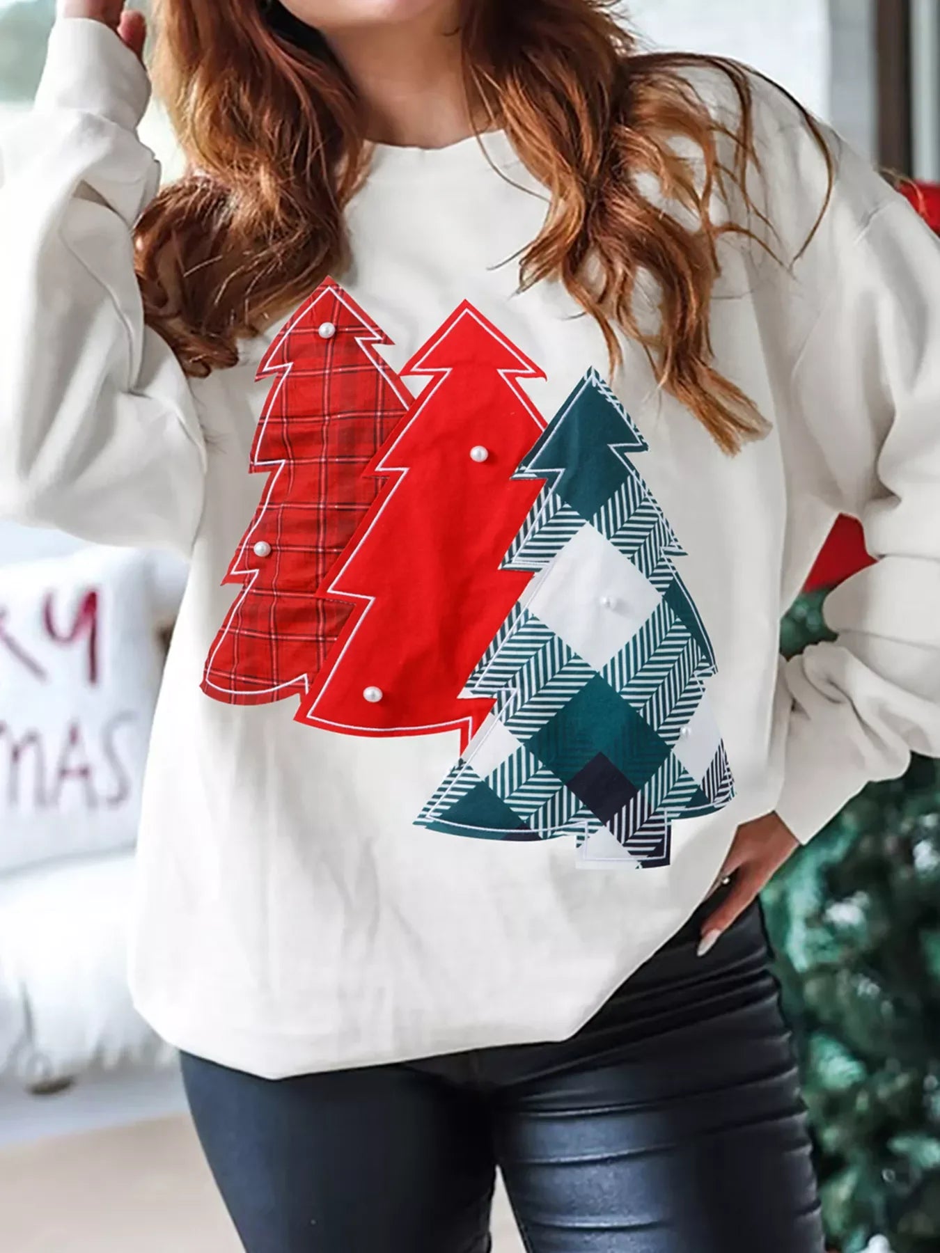 Festive Red Plaid Holiday Sweatshirt - EasyApparels