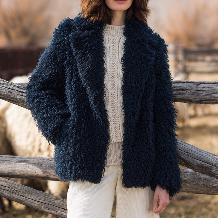Casual Open Front Teddy Jacket - EasyApparels