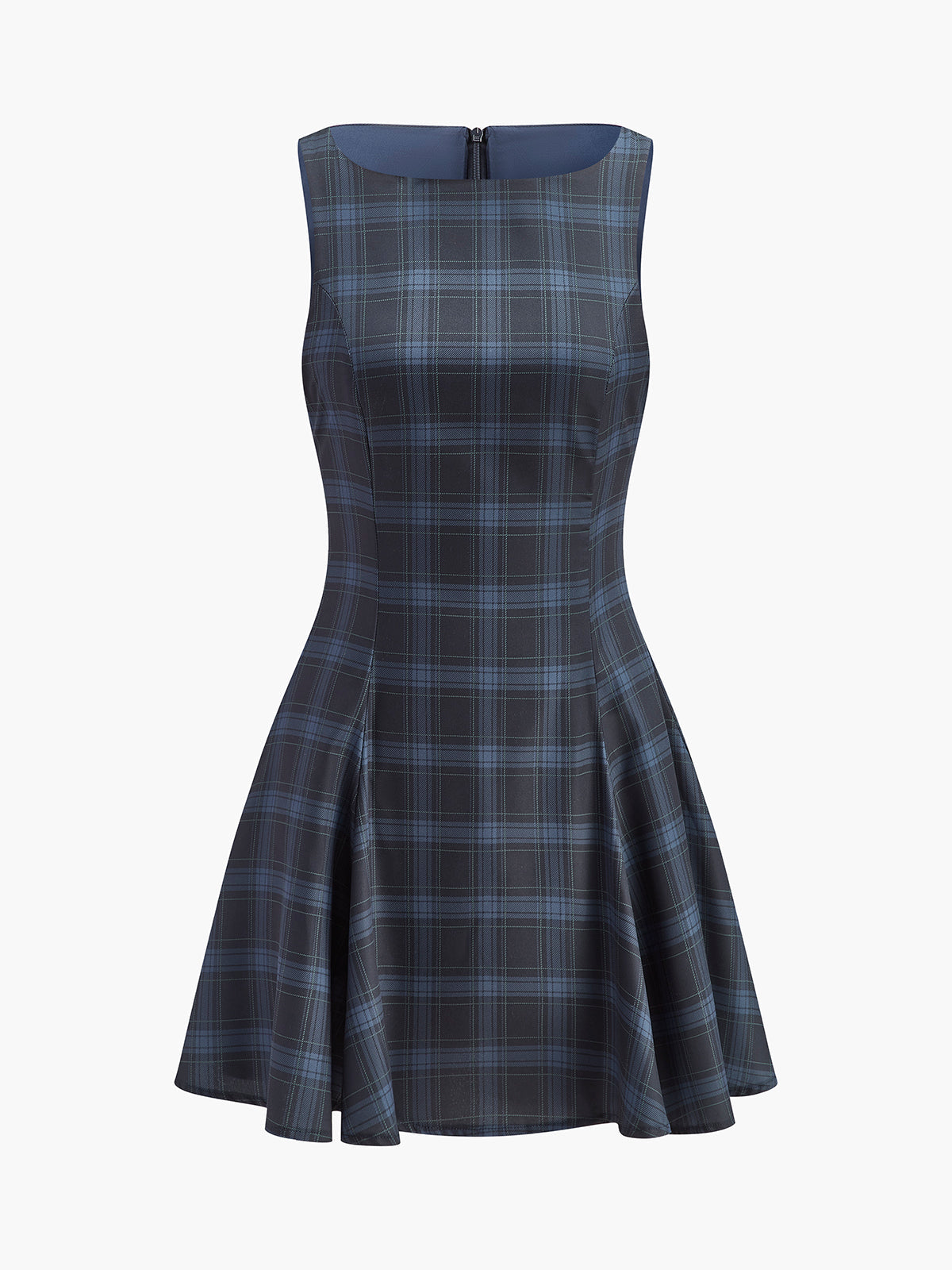 Classic Plaid Zip Front Sundress - EasyApparels