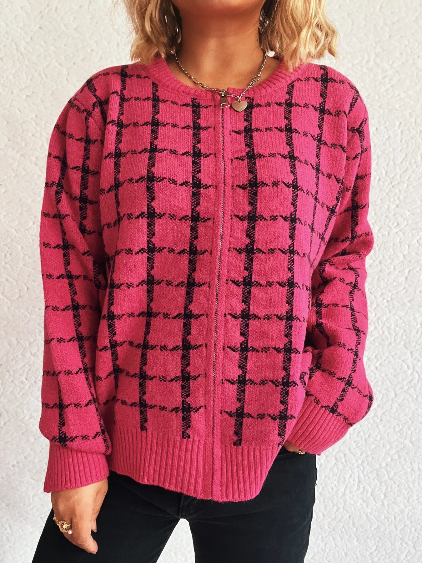 Classic Checked Button Up Sweater