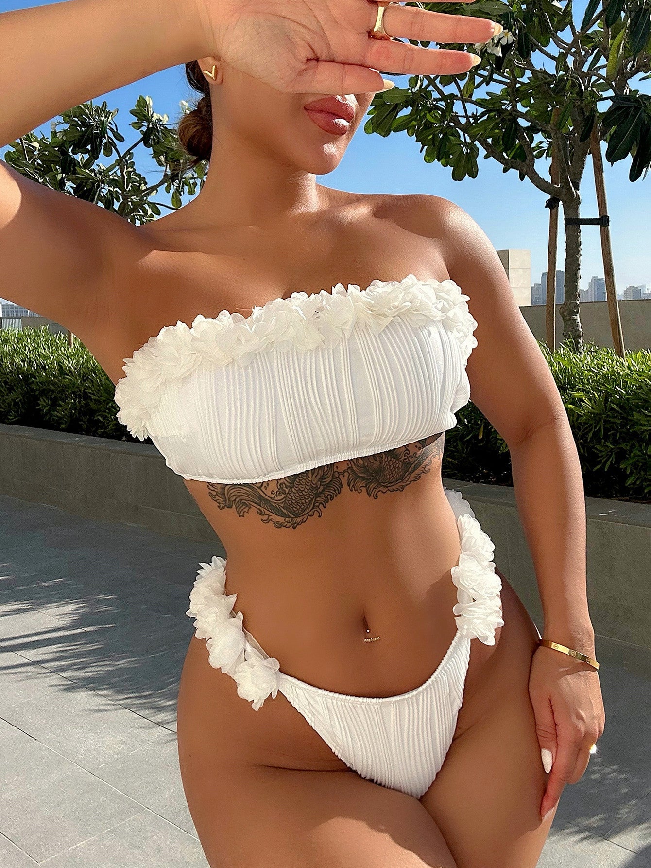 Adjustable Strappy 2 Piece Swimsuit Bikini Set - EasyApparels