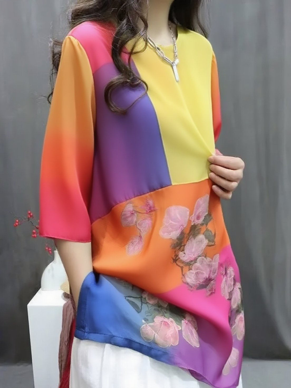 Légère chemise estivale à boutons colorée et dégradée - EasyApparels