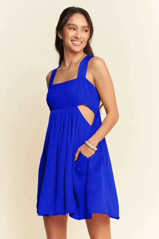 Soft Satin Cut Out Mini Bandeau Dress - EasyApparels