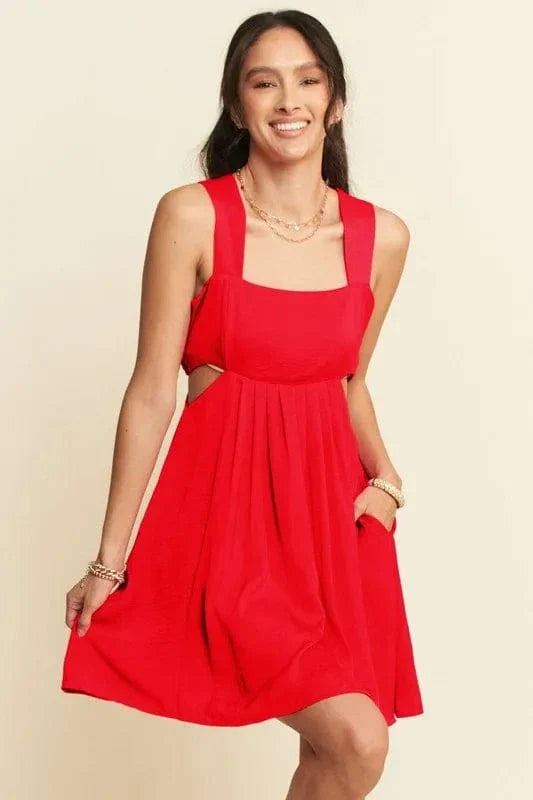 Soft Satin Cut Out Bandeau Mini Dress - EasyApparels