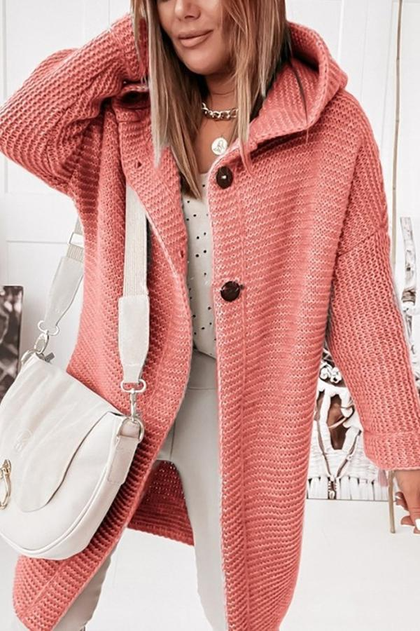 Cozy Long Hooded Button Cardigan Sweater