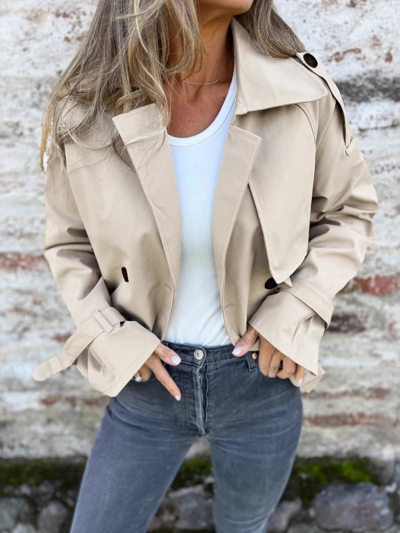 Large Waterproof Plus Size Trench Coat Long Sleeve - EasyApparels