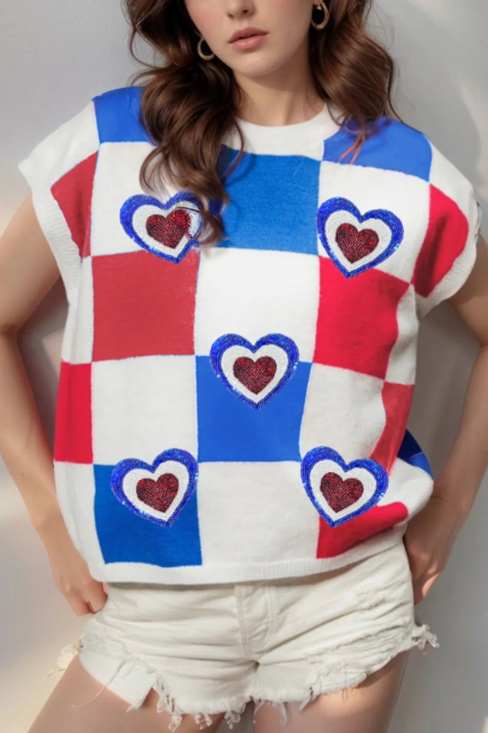 Sparkly Love Crew Neck Sweater Top - EasyApparels