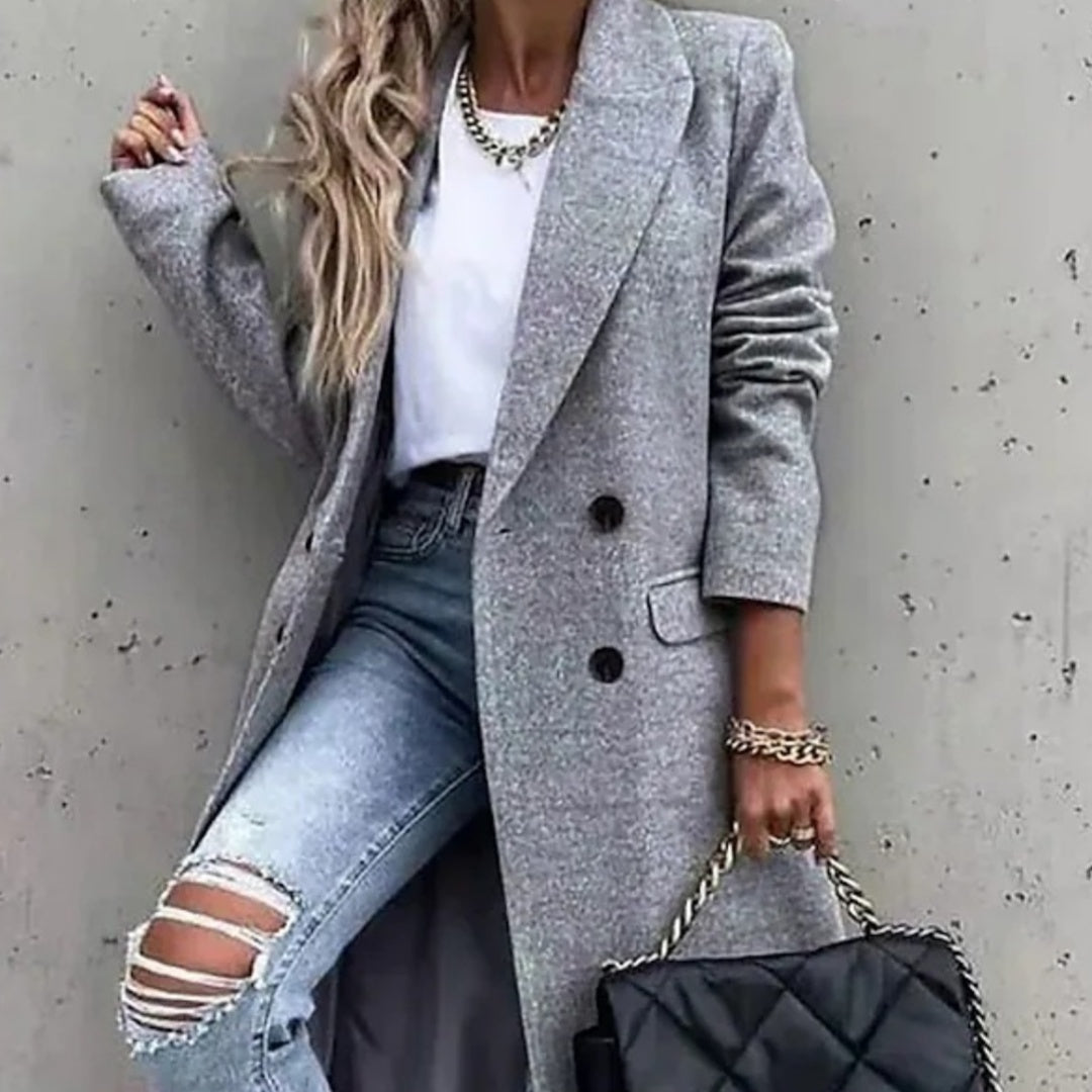 Warm Women's Wool Trench Coat - Luxicro