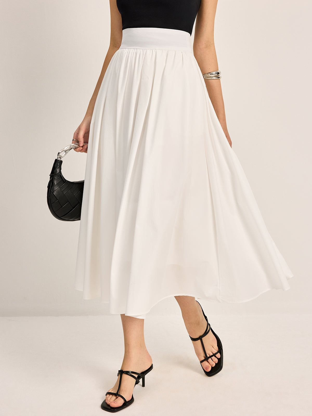 Flared Flowy Midi Skirt - EasyApparels