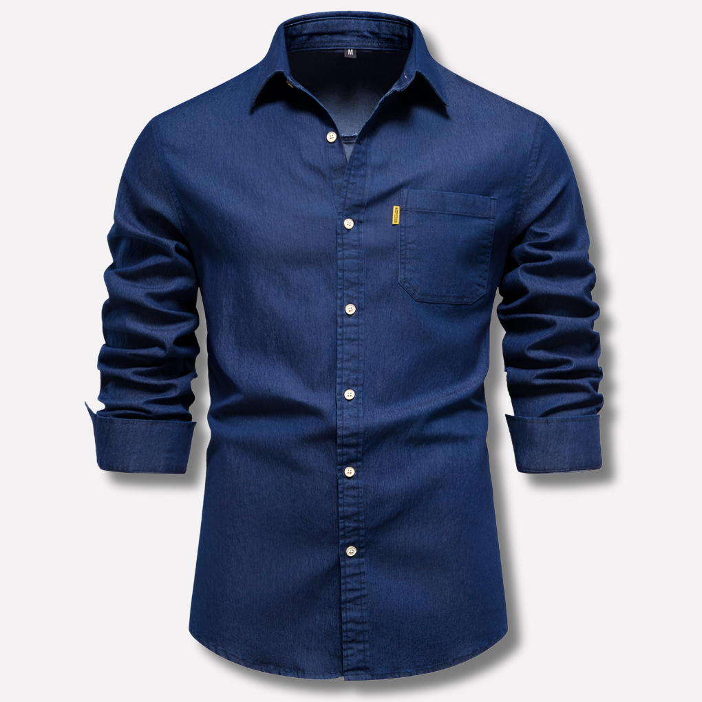 Classic Blue Denim Button Down Shirt