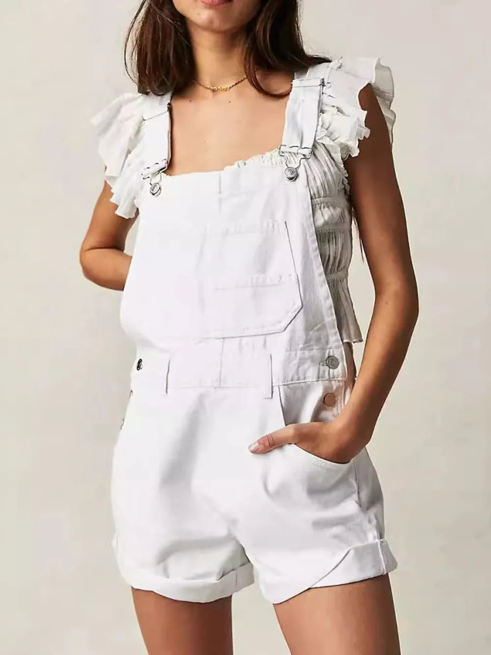 Comfortable Fit Relaxed Denim Overall Pants - EasyApparels