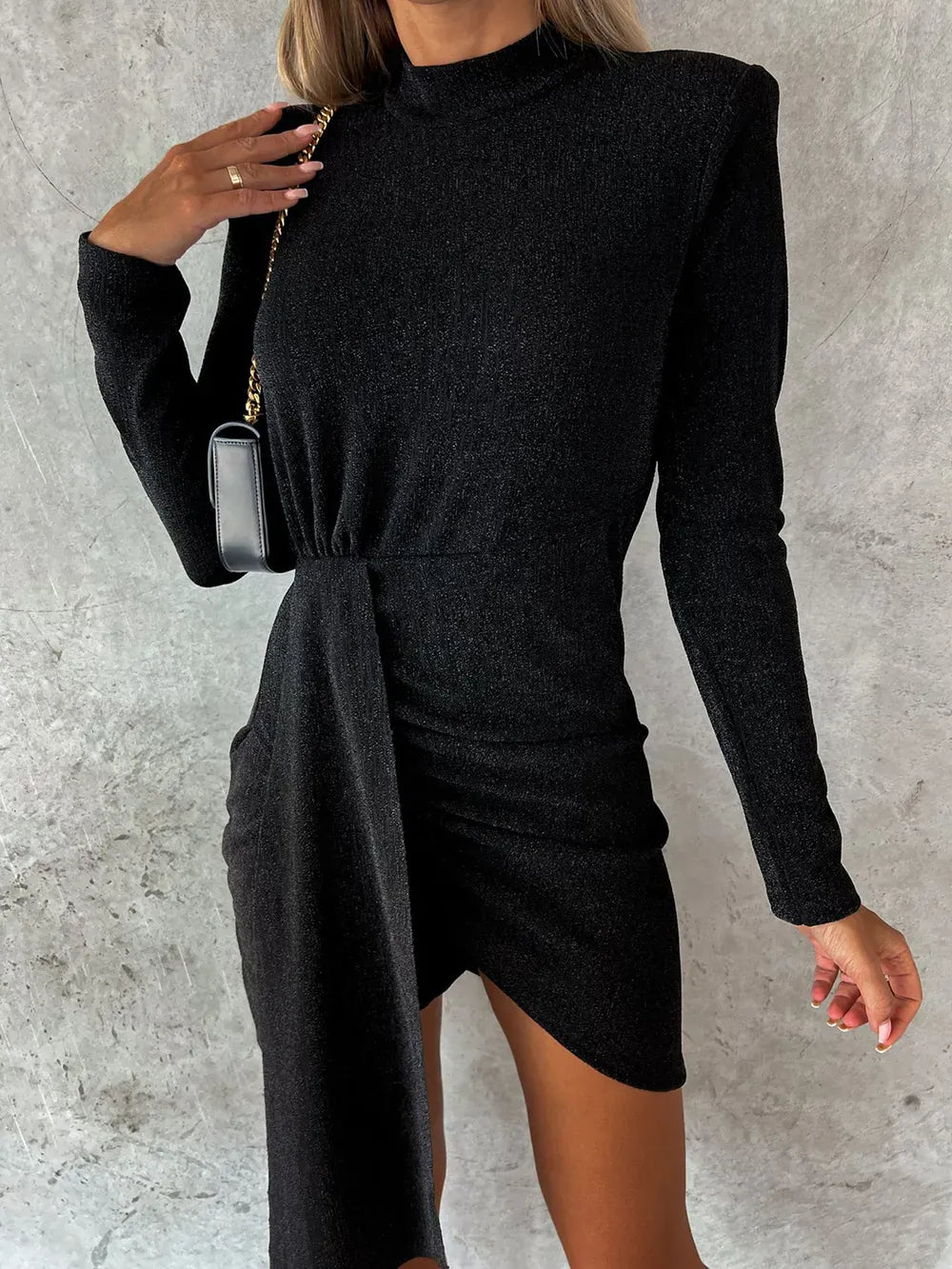 Soft Crew Neck Long Sleeve Mini Dress
