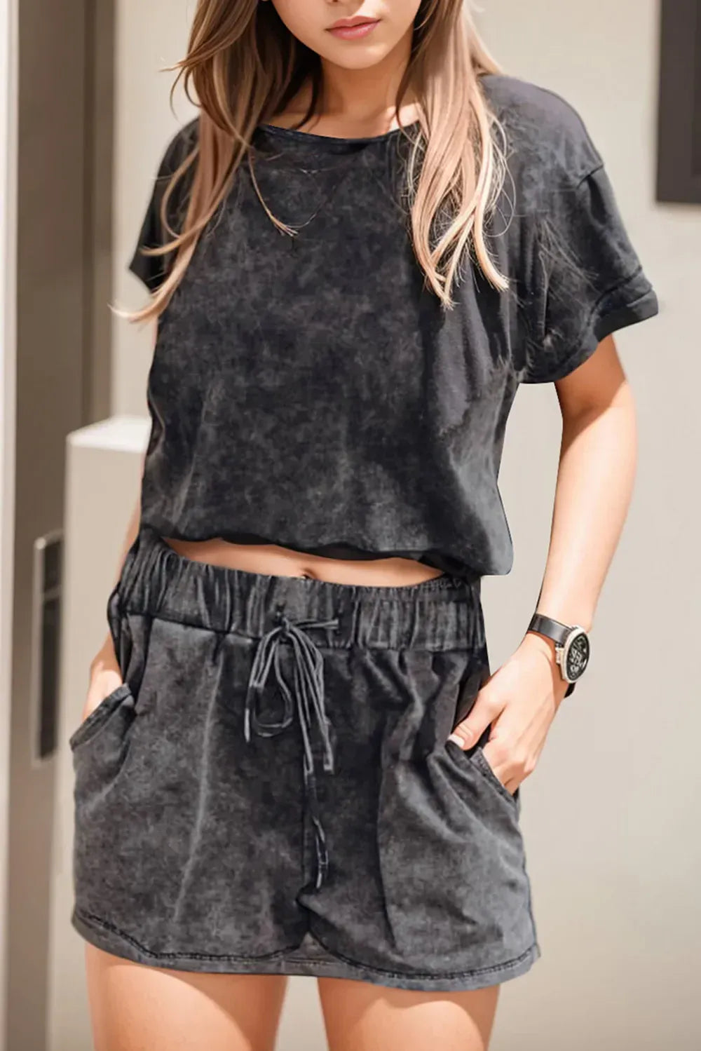 Soft Round Neck Casual Loungewear Set - EasyApparels