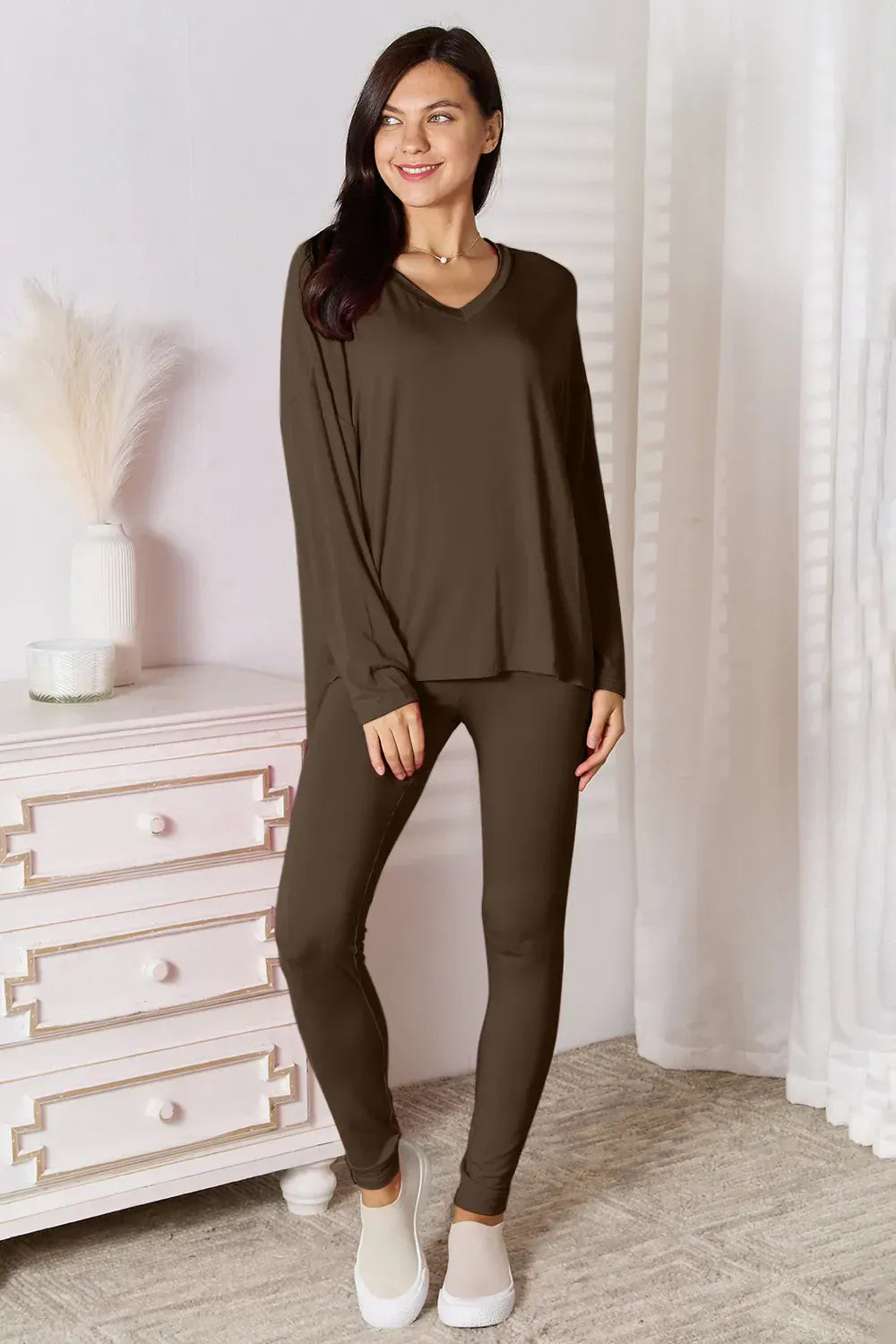 Comfy Bamboo V-Neck Long Sleeve Lounge Set