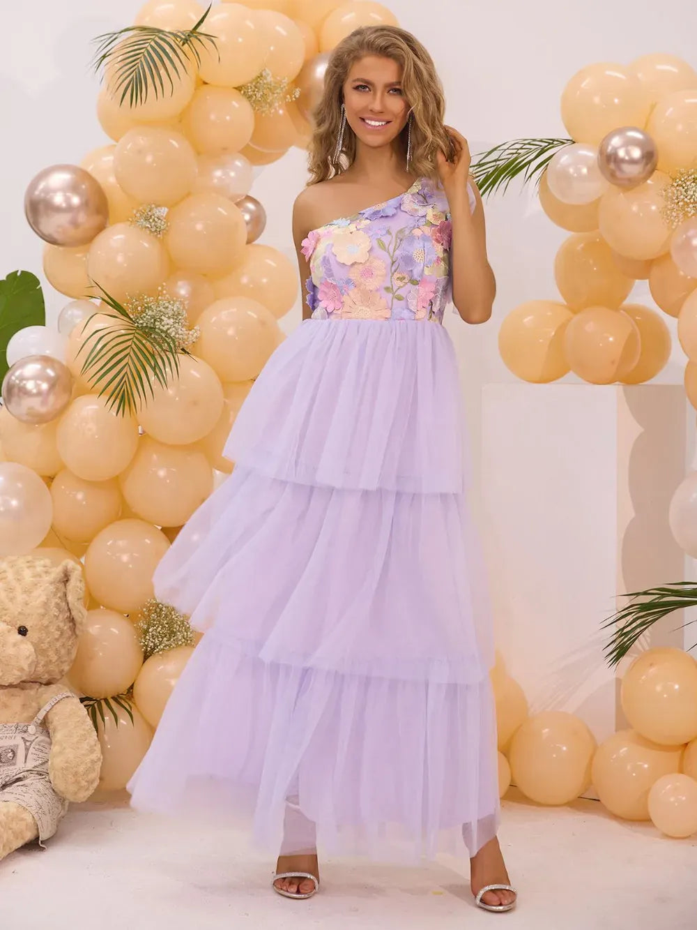 Stylish Ruffled One Shoulder Dress - EasyApparels