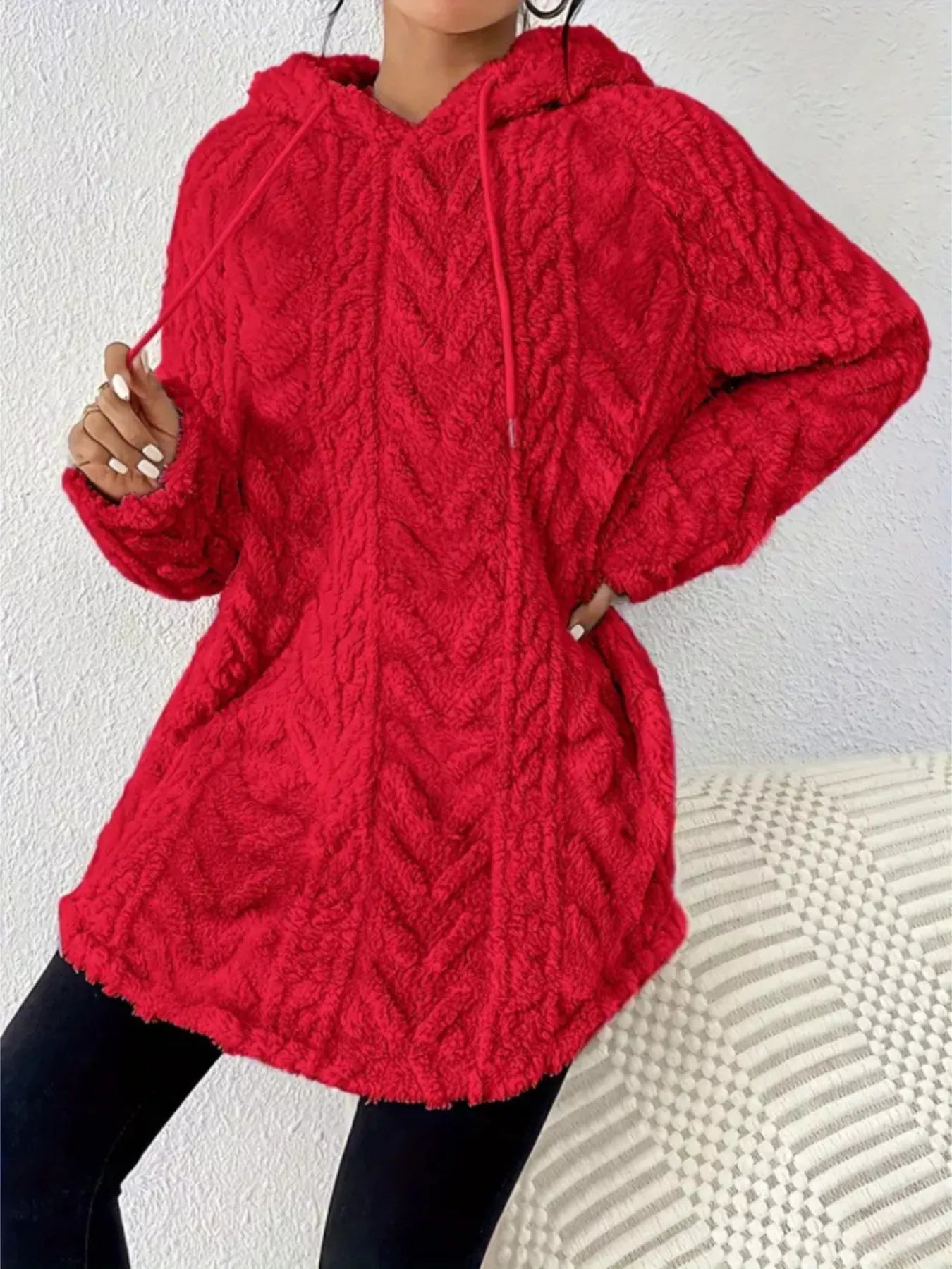 Soft Plush Drawstring Fleece Sweatshirt