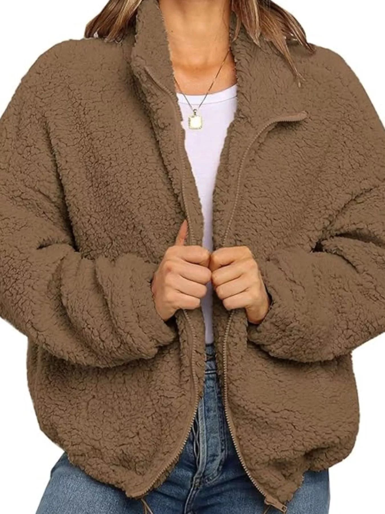 Warm Fleece Plus Size Zipper Jacket