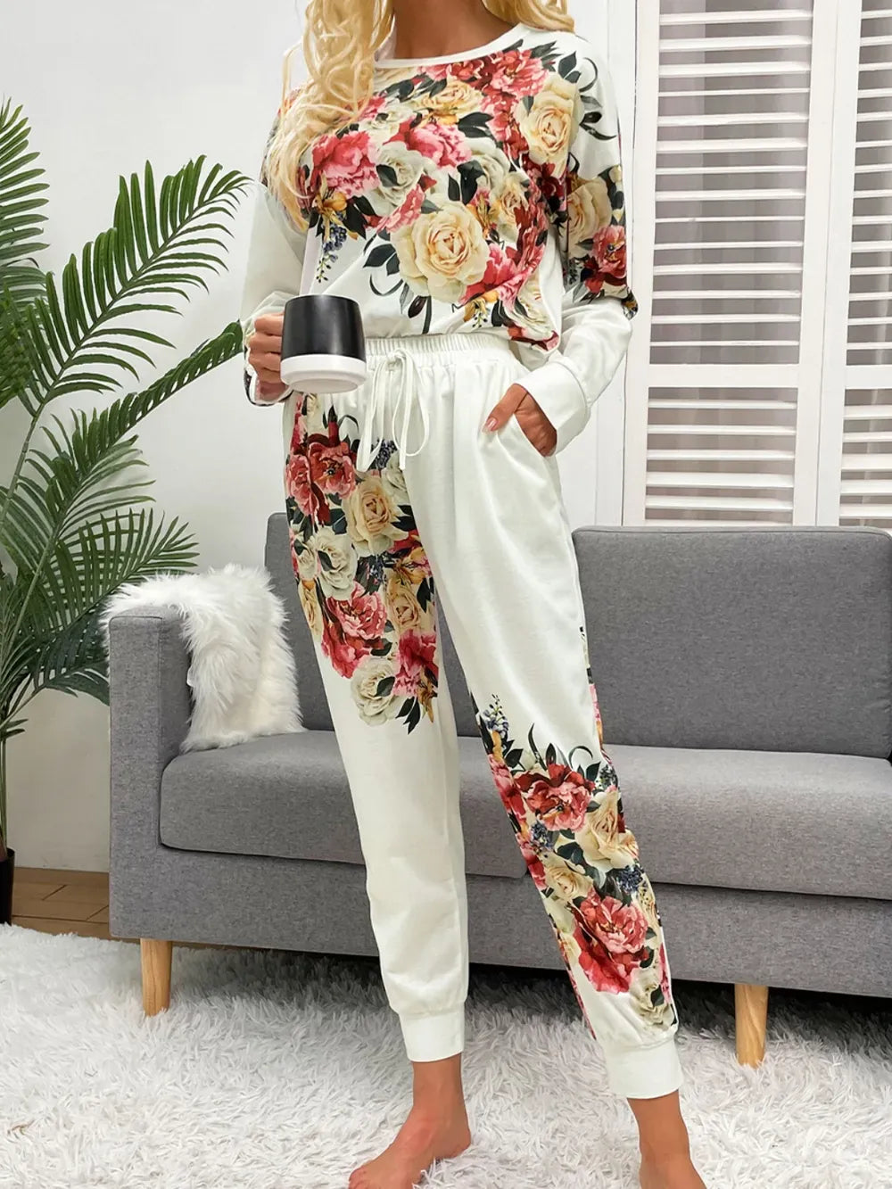 Vibrant Graphic Sweatpants Lounge Set - EasyApparels