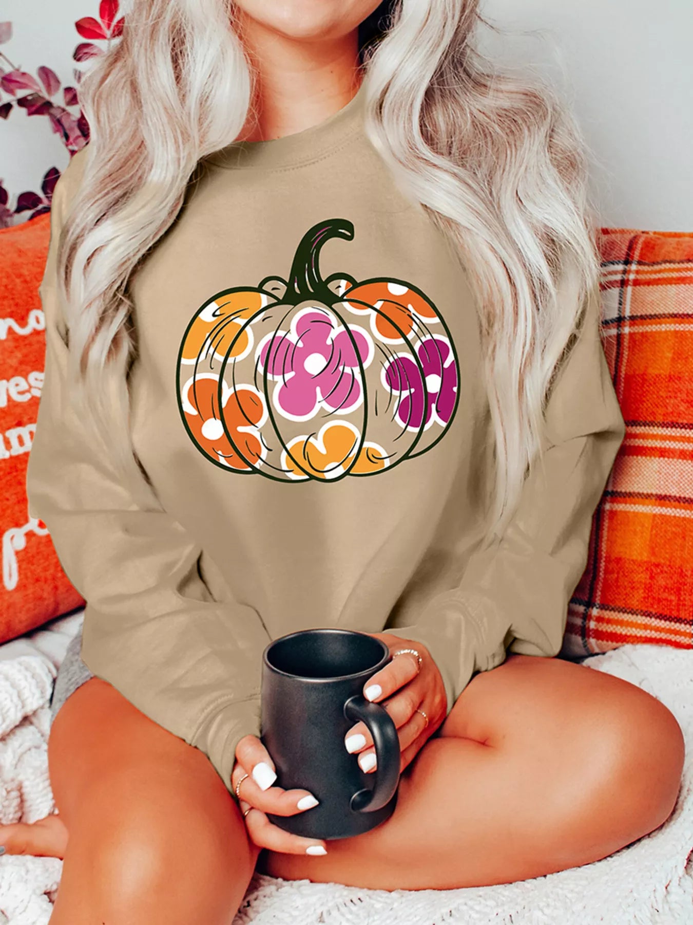 Spooky Pumpkin Autumn Graphic Sweatshirt - EasyApparels