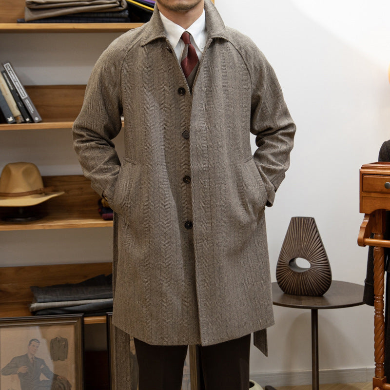 Traditional Mens Long Wool Coat - Luxicro