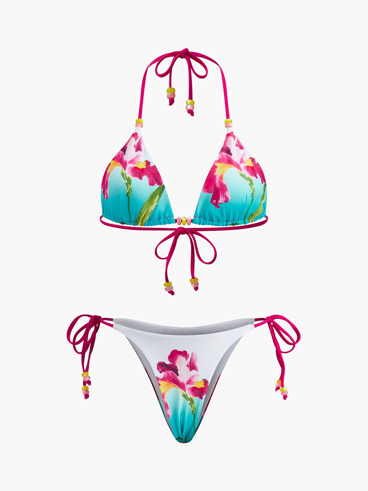Colorful Beaded Swimwear Bikini Set - EasyApparels