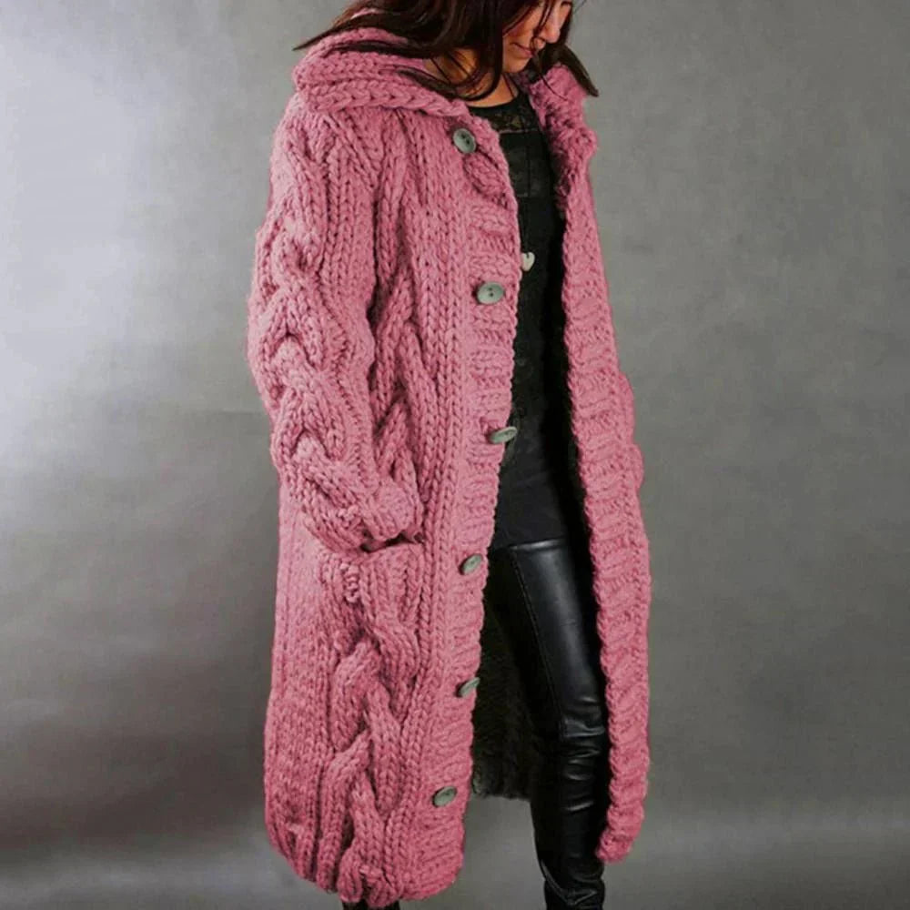 Soft Women's Oversized Cable Knit Winter Cardigan