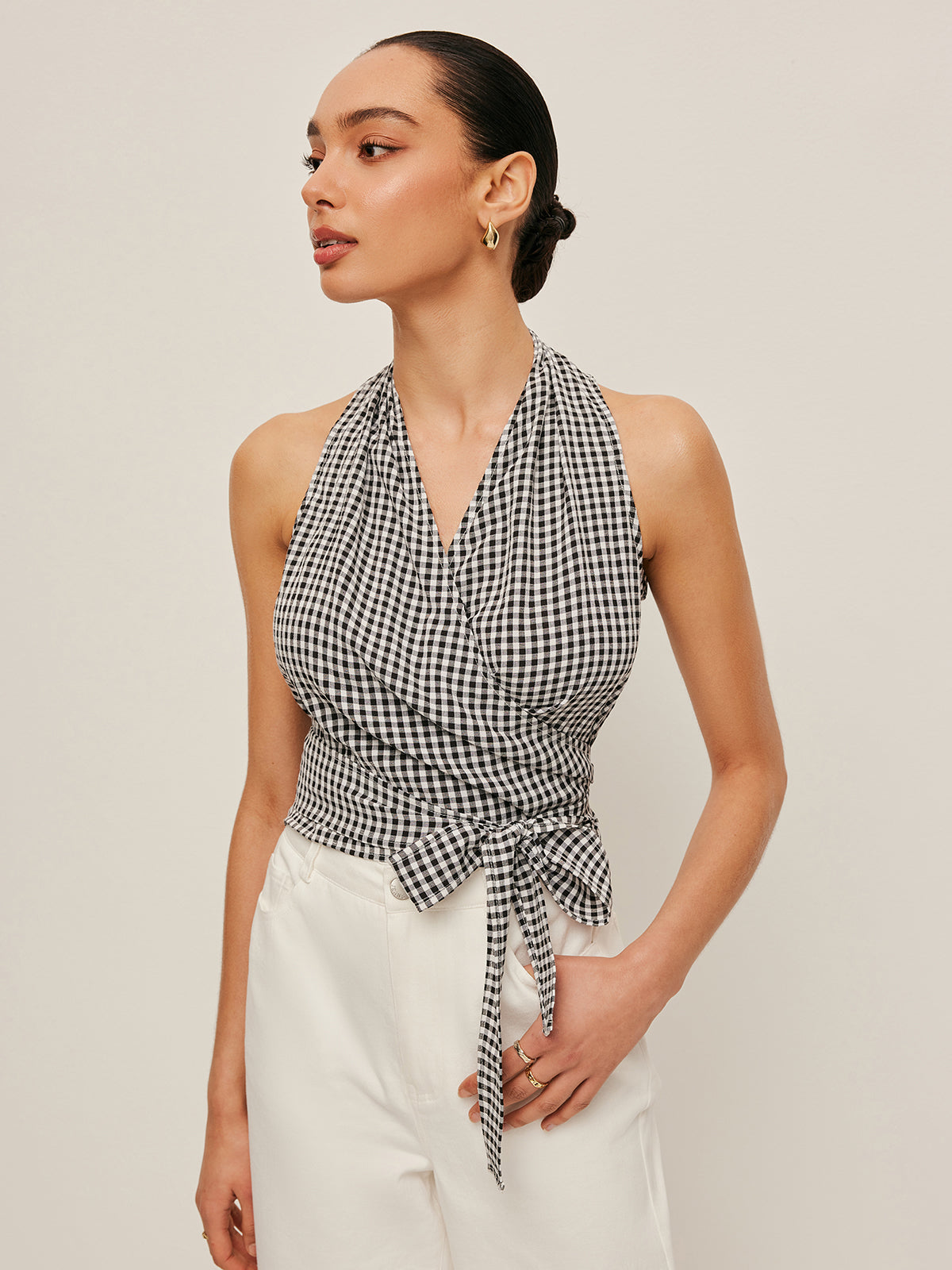 Plaid Tie Front Summer Top - EasyApparels
