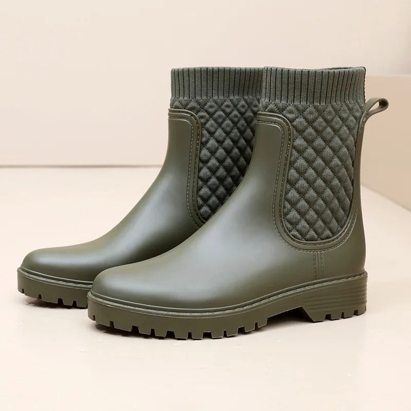 Warm Quilted Low Heel Ankle Boots for Women