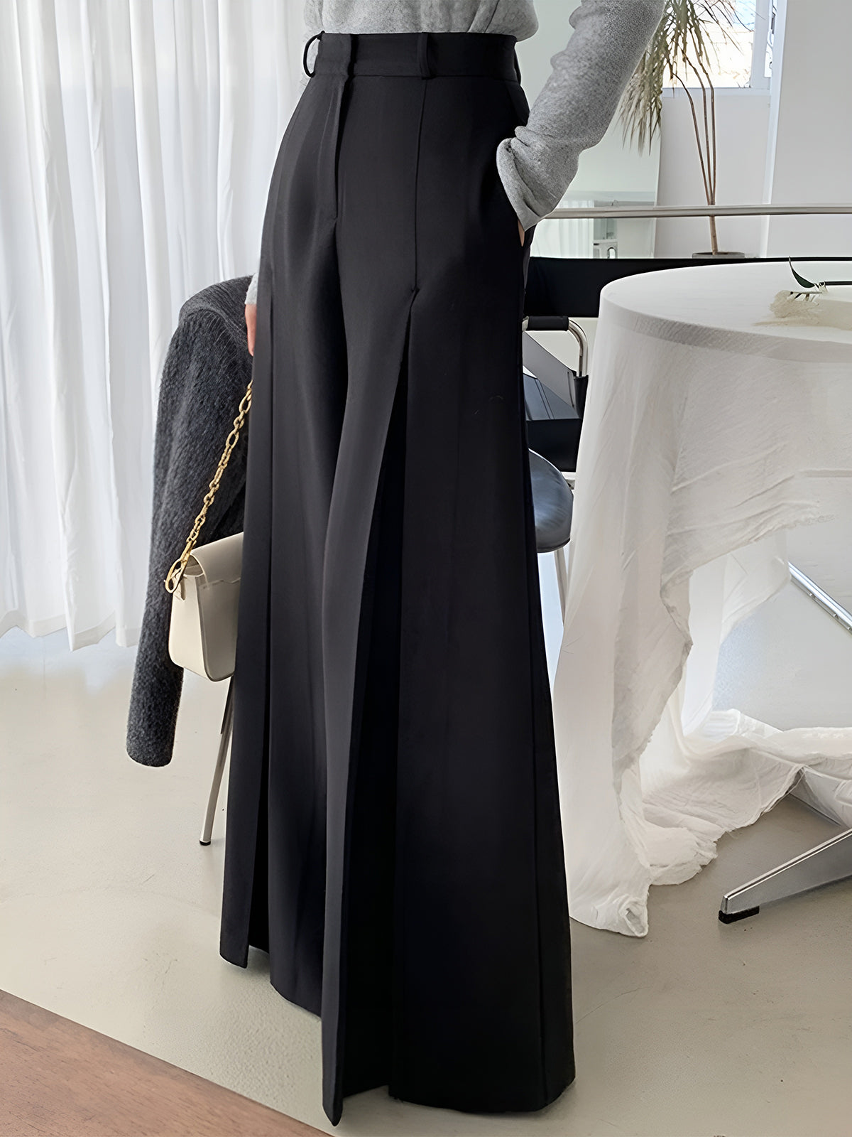 Comfortable Elastic Waist Flowy Pants - EasyApparels