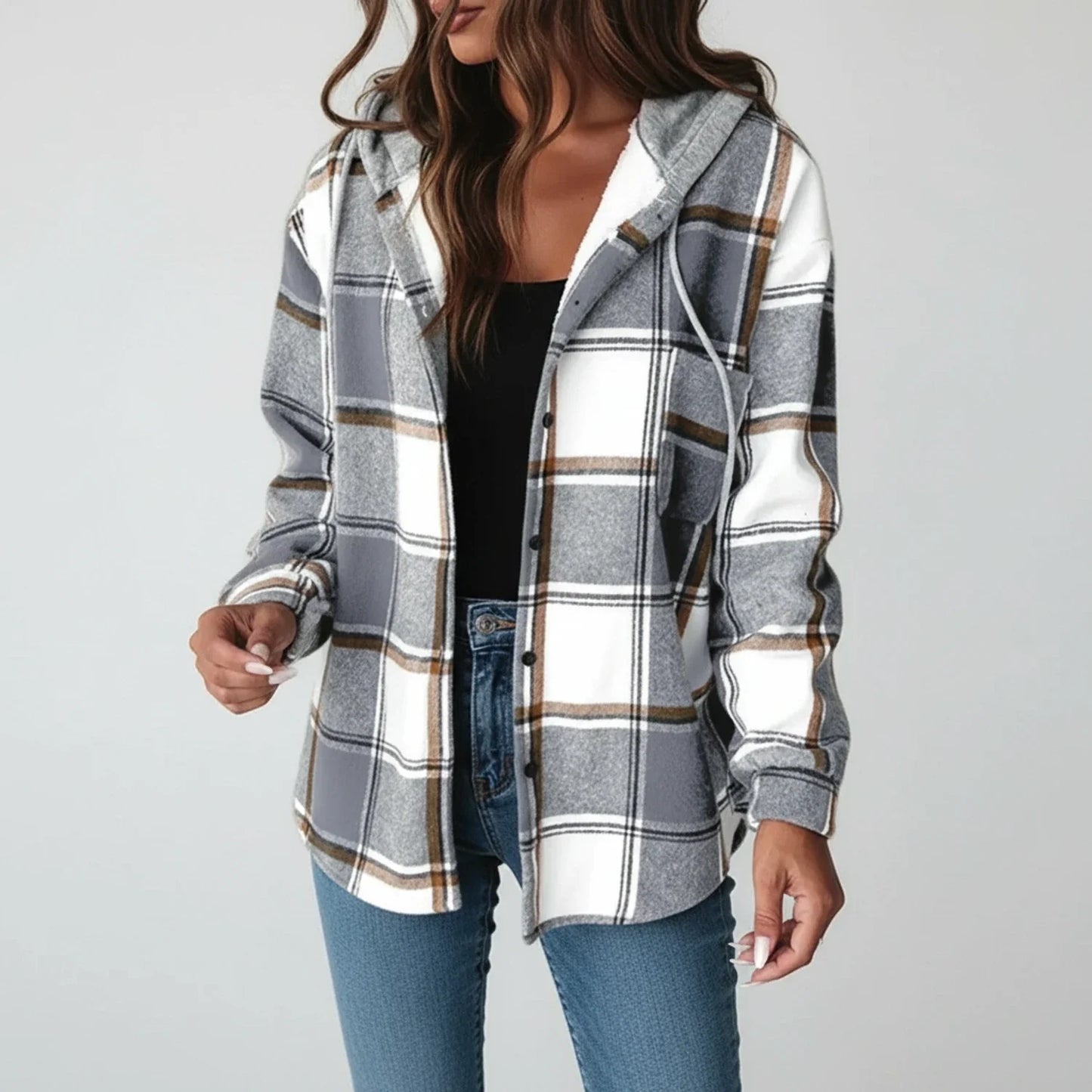 Warm Plaid Hoodie for Ladies